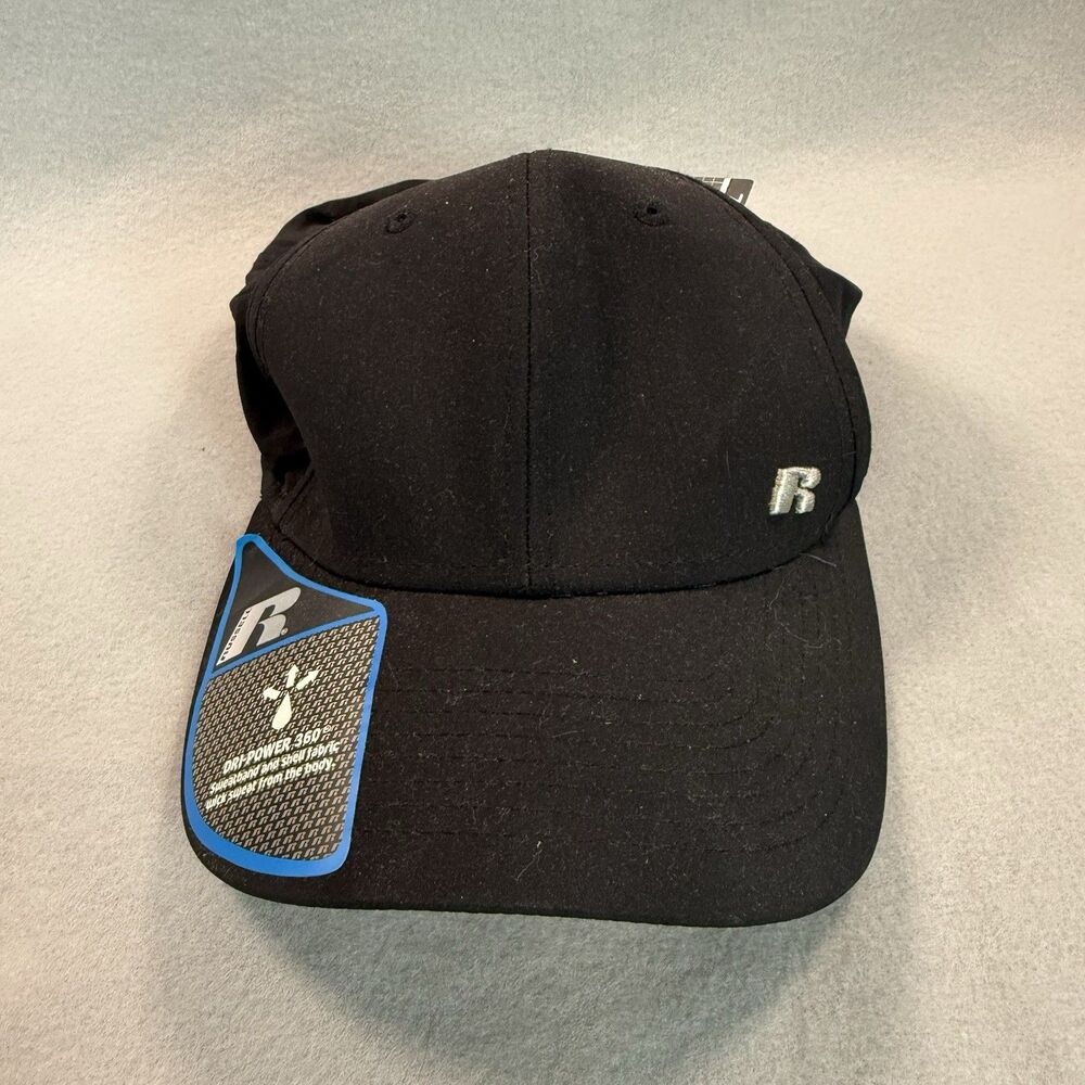 Russell Athletic Youth S/M Black Flexfit Baseball Cap Dri-Power 360 NWT Stretch